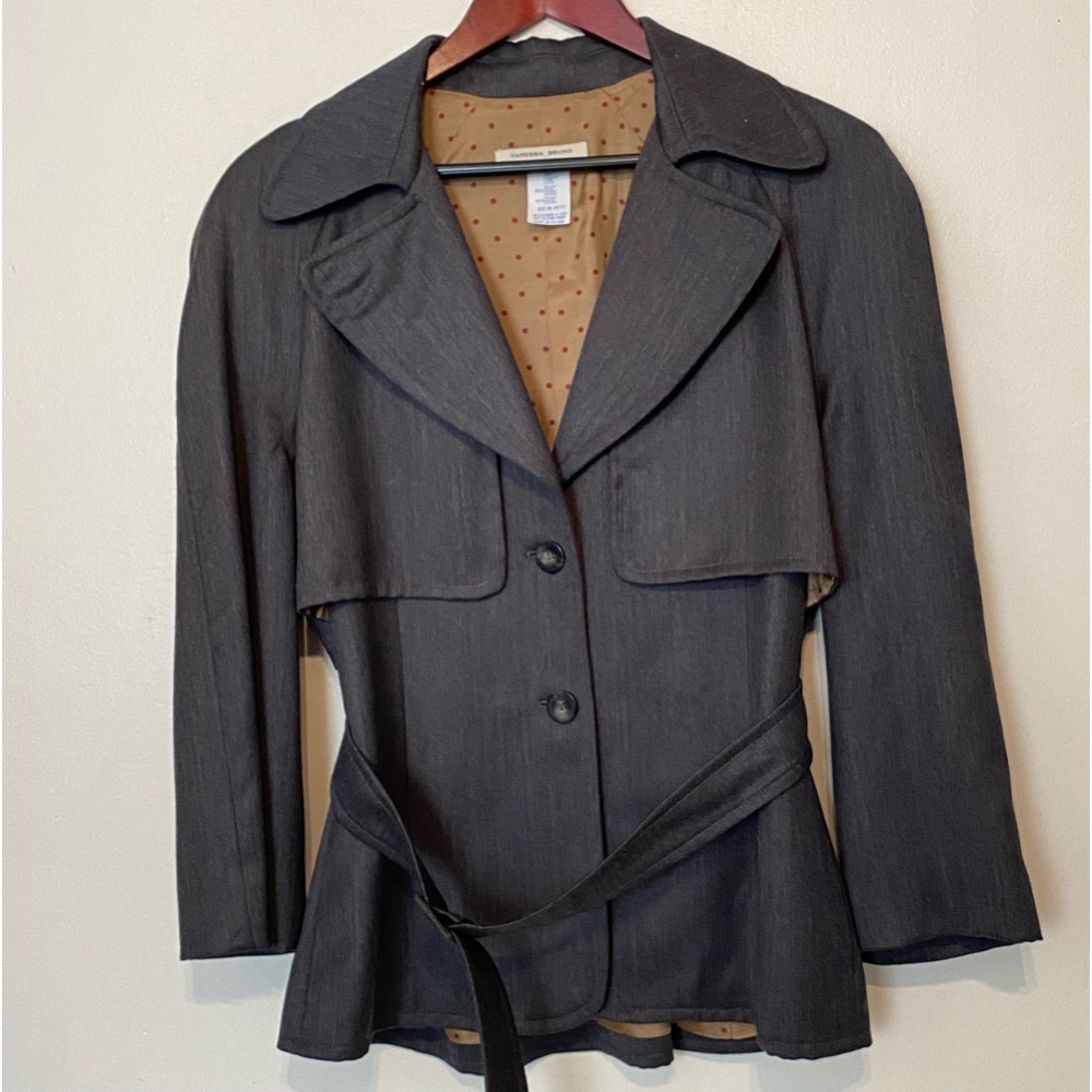 Vanessa Bruno Paris Wool Blazer Removable Belt Gray Petite
